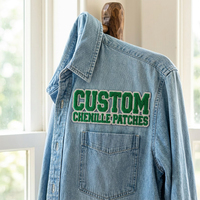 Patchs en chenille personnalisés par sublimation, motifs cœur et étoile, thermocollants, pour vêtements