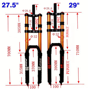 Fourche avant de vélo de montagne PASAK en alliage de magnésium, double amortisseur, frein à disque, tube doré, gaz, 27,5/29 pouces, amortissement - Product Image 2