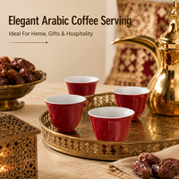 Tasse à café en céramique personnalisée de style arabe moyen-oriental rétro, rouge foncé, petite tasse à expresso en porcelaine, tasse à Cawa/Qahwa réutilisable