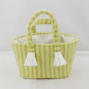 Bolso Tote Tejido en Colores Pastel con Asas Dobles, Elegante Cesta de Almacenamiento para Artículos Esenciales de Mujer - Product Image 5