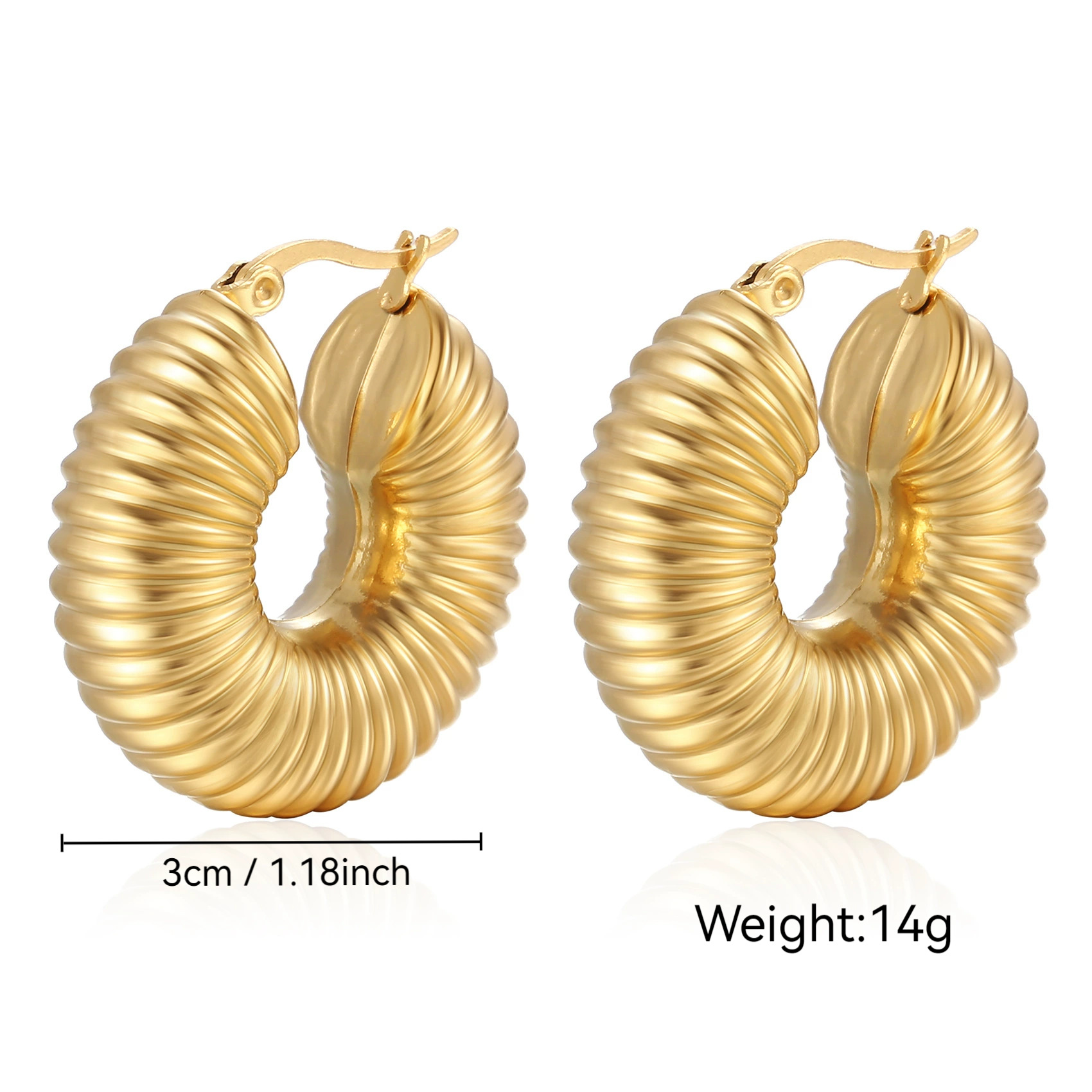 Threaded hollow earrings gold ms-005
