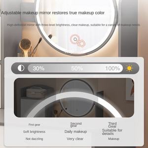 Best Selling White 1/2/4 Drawers Durable <strong>Assembled</strong> Apartment-Friendly <strong>Dressing</strong> <strong>Table</strong> with Lighted Mirror and Chair for Makeup - Product Image 5