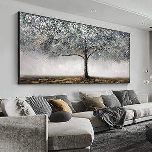 Grande toile abstraite d'<span class=keywords><strong>arbre</strong></span> argenté, art mural moderne de luxe, peinture de paysage peinte à la main pour salon, chambre, hôtel - Product Image 5