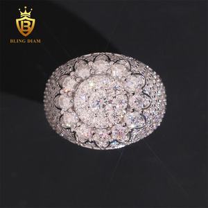 แหวนผู้ชายเงินแท้ 925 ประดับโมอิสซาไนต์แบบเต็มวง ระดับความใส VVS1 สไตล์ฮิปฮอป พร้อมใบรับรอง GRA ผ่านการทดสอบเหมือนเพชร - Product Image 1