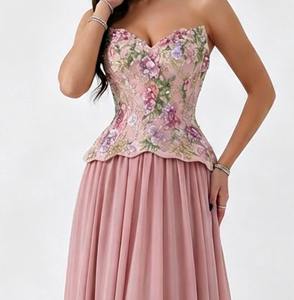 S1645Y 2026 Nuovo Stile Abito Lungo Sexy Senza Spalline con Ricami Elaborati per Donne, Vita Alta e Effetto Snellente per Serate ed Eventi - Product Image 5