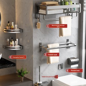 Thép Hiện Đại Nhôm Treo Tường Không Thấm Nước Thân Thiện Với Môi Phòng Tắm Giá Nhà Vệ Sinh Lưu Trữ Quần Áo/Khăn Tắm Góc Gắn Cho - Product Image 3