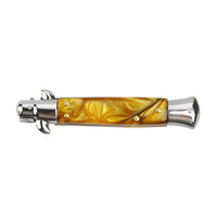 Couteau pliant à levier de style italien, acier 5CR13, lame de 9 cm, manche en résine, pointe tombante, couteau de poche EDC pour le camping en plein air