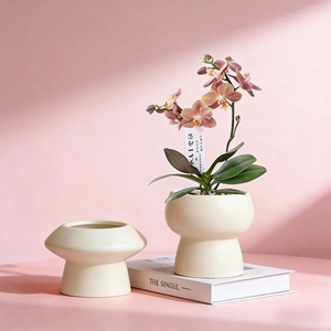 Pots à fleurs en céramique minimalistes, écologiques, légers, pour usage domestique, texture crémeuse, luxe pour orchidées, succulentes, bonsaïs - Product Image 5