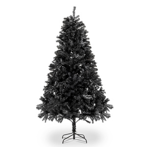 Sapin de Noël artificiel DB de 2,1 m en PVC noir léger, arbre d'intérieur sur pied avec support en fer, décorations personnalisables - Product Image 1