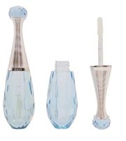 Emballage cosmétique personnalisé avec logo, flacon de gloss à lèvres bleu semi-transparent haut de gamme et conteneur de gloss à lèvres vide entièrement transparent en PETG