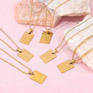 Perhiasan Berlapis Emas Peribahasa Bahasa Inggris Fram Liontin Kalung Kalung Stainless Steel Perhiasan Grosir - Product Image 2