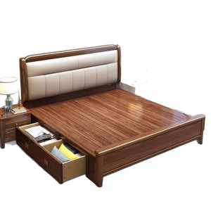 Cama de madera maciza de 1.8 m, tamaño doble, estructura de mortaja y espiga, cama con almacenamiento, para uso doméstico, cama de matrimonio - Product Image 5