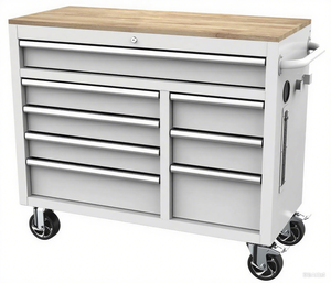 LIBENLI Armoire à outils roulante mobile à 8 tiroirs de 42 pouces avec dessus en bois massif blanc - Product Image 1