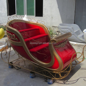 Outdoor <strong>Santa</strong> Sleigh Christmas Reindeer And Sleigh With Wheel Customizable Decor Fiberglass Resin Sculpture