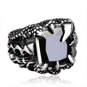 Vintage Dragon Claw Round <b>Ring</b> Stainless Steel Cz Zircon Hoop <b>Rings</b> Men - Product Image 1
