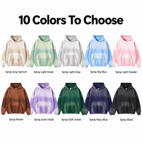 Sweater Hoodie Pria Ukuran Besar Bahan Fleece Tebal 360 GSM, Pewarna Semprot, Model Distressed, Untuk Musim Dingin