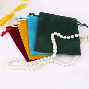 Custom Watch Coin Cosmetic Packaging Birthday Velvet <b>Drawstring</b> Color Small Jewelry Bag With Flowers - Product Image 5