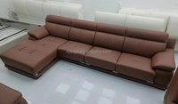 Ensemble de Canapé d'Angle en L au Design Classique, Meuble de Salon en Cuir de Luxe, Canapé Personnalisé Grande Taille pour Villa, avec Chaise Longue