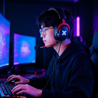Auriculares para Juegos con Sonido Envolvente 7.1, Directo de Fábrica, Conexión USB Plug and Play, Auriculares Supraaurales con Micrófono Desmontable 2.0/7.1, App