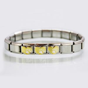 Composable خيارات المرأة قابل للتعديل الربيع رابط 9 مللي متر الكلاسيكية الأبيض المينا الذهب لوحة الحيوانات الأليفة القط الكلب باو أساور إيطالية الفتيات سوار - Product Image 5