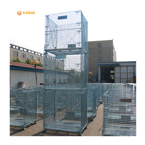 אחסון מתקפל מתקפל stackable פלדת מתכת חוט סלי כלוב מזרן מיכל למחסן - Product Image 1