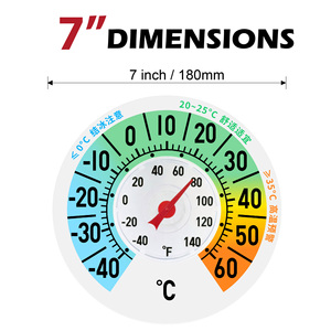 Thermomètre de fenêtre extérieur 7 pouces à fixation sur verre, sans pile, grands chiffres Celsius Fahrenheit pour maison et <span class=keywords><strong>bureau</strong></span> - Product Image 5