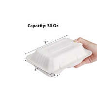 Conteneur alimentaire rectangulaire jetable en bagasse de canne à sucre 9''x6'', boîte à lunch écologique pour la restauration