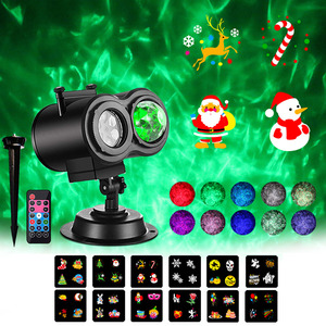 Projecteur LED d'extérieur RGBW à double lentille grand angle avec effet de neige tombante, télécommande, IP44, pour la décoration de villas, cours et Noël - Product Image 6