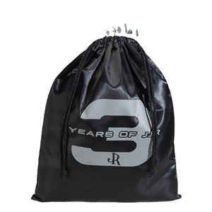 Customized Black <b>Satin</b> Soft <b>Shoe</b> Swimsuit Handbag Drawstring Dust Pouch with Custom Logo Storage Bag - Product Image 1
