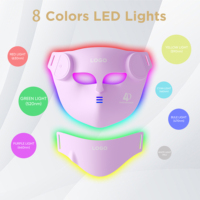 Masque facial et pour le cou en silicone à LED infrarouges 7 couleurs pour thérapie photonique, vente en gros d'usine