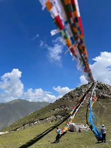 Banderas de oración colgantes de Cruz de viaje <span class=keywords><strong>del</strong></span> Tíbet Tela de rollo de microfibra <span class=keywords><strong>Bandera</strong></span> de cinco colores - Product Image 2