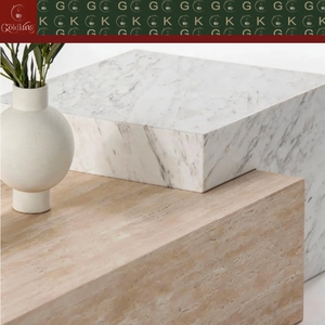 Tavolino da Caffè Rettangolare GOLDKING in Travertino Bianco <span class=keywords><strong>Carrara</strong></span> con Base Modulare in Marmo per Soggiorno, Salotto Moderno - Product Image 3