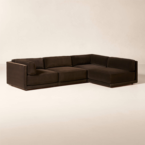 Sofá Seccional Modular en Forma de L, Tapizado en Terciopelo Marrón Oscuro, Cojines de Plumas, Tela de Sofá Moderna, Juego de Muebles de Sala de Estar de Lujo - Product Image 3