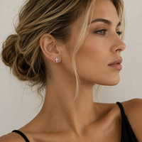 Clou d'oreille en titane ASTM F136 sans filetage, avec zircon pavé, hypoallergénique et sans nickel, pour piercing du lobe d'oreille et du cartilage