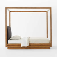 Lits en bois personnalisés mobilier d'intérieur ensembles de chambre à coucher lit Queen en bois et rembourrés noirs à baldaquin