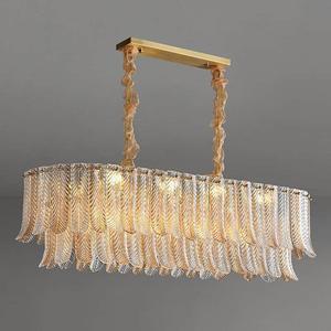 Modern Leaf Shape Rectangular Chandelier <b>Led</b> <b>Light</b> Home Dining Room Lighting Design Luxury Crystal Pendant Lamp - Product Image 2