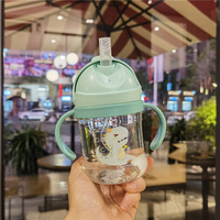 Gobelets à paille de dessin animé, biberon en plastique pour bébé avec bouchon, paille en silicone, gobelet d'apprentissage pour bébé, biberon