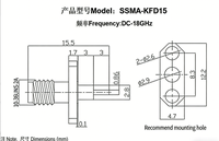 Connecteur coaxial RF SSMA-KFD15 50 ohms avec montage sur PCB à bride 2 trous, connecteur micro-ondes haute performance DC 18 GHz