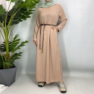 Modest Wear Closed <b>Abaya</b> Maxi Dress <b>Plain</b> Color for Muslim Women 6597# - Product Image 1