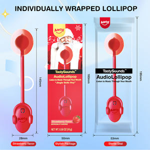 Amos ミュージック ロリポップ キャンディー、歌う ロリポップ トイ シュガーフリー、ユニークな クリスマス キャンディー、個別包装 ストロベリー味 - Product Image 2