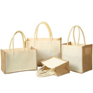 Bolsa de Yute Ecológica Reutilizable de Alta Calidad para Compras, con Logotipo Personalizado Impreso - Product Image 1