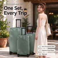 Kazonne – Ensemble de bagages de voyage en PC semi-transparent avec logo personnalisé, valise à roulettes silencieuses avec serrure TSA