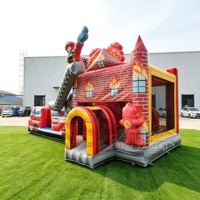 Château gonflable commercial pour enfants, combinaison toboggan et château de saut, thème camion de pompiers, pour événements extérieurs et location commerciale