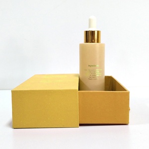 Luxury logo Printed <b>Empty</b> Skincare Container 30ml Black Frosted Glass Face Oil Serum Bottle With Paper <b>Box</b> Packaging - Product Image 6