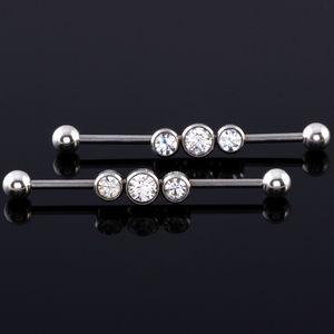 Barre en acier chirurgical 316L en forme <span class=keywords><strong>de</strong></span> zigzag, barre industrielle avec boucle en forme <span class=keywords><strong>de</strong></span> cœur, <span class=keywords><strong>piercing</strong></span> industriel, <span class=keywords><strong>piercing</strong></span> d'<span class=keywords><strong>oreille</strong></span>, bijoux <span class=keywords><strong>de</strong></span> corps avec CZ - Product Image 3