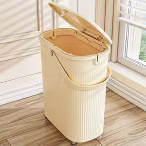 Rectangular Kitchen Plastic Press Garbage Can Waste Bin Bathroom Trash Can with Lid