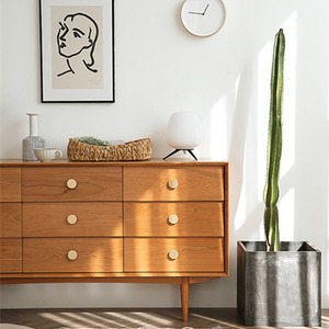Cherry Wood Nine <b>Drawer</b> Chest Solid Wood Storage Cabinet Nordic Minimalist Bedroom Dresser With <b>Drawers</b> - Product Image 2