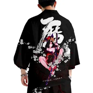 Fashion Japanse Kimono Pak Samurai Harajuku Vest Vrouwen Mannen Cosplay Yukata Tops Broek Set Plus Size 5XL 6XL Losse Succubus