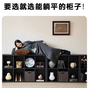Grid Cabinet Living Room Storage Rack 6 Compartments Black Floor Standing Display Shelf <b>Bookcase</b> Home Decor - Product Image 2