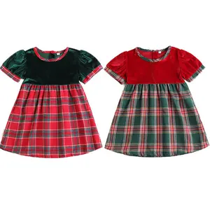 Noël rouge velours bébé fille robe de nuit personnalisé bébé cadeau vichy flanelle vêtements de nuit bébé tenue pyjamas ensemble